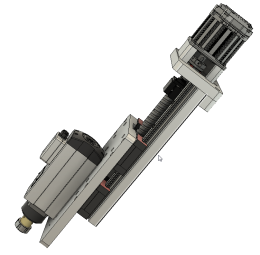 CNC刳刨机Z轴组件的Fusion 360参数模型，具有20毫米Hiwin导轨、20毫米滚珠丝杠和Nema34 Clearpath伺服电机缩略图